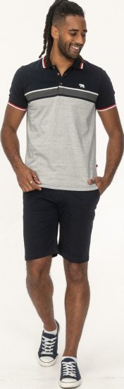 D555 Tipton Stripe Jacquard Short Sleeve Polo Navy - Polo majice - Moške Polo Majice za Močnejše Postave