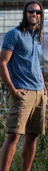 D555 Woolwich AOP Polo Shirt With Ribbed Collar Blue - Polo majice - Moške Polo Majice za Močnejše Postave
