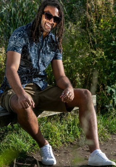 D555 Worthing Surf AOP Short Sleeve Button Down Collar Shirt Navy - Srajce - Moške srajce za Močnejše Postave