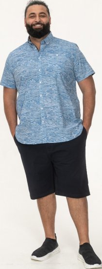 D555 Torquay AOP Short Sleeve Button Down Collar Shirt Blue Wave - Srajce - Moške srajce za Močnejše Postave