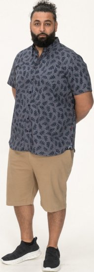 D555 Kettering Hawaiian Leaf AOP Short Sleeve Button Down Collar Shirt Denim - Srajce - Moške srajce za Močnejše Postave