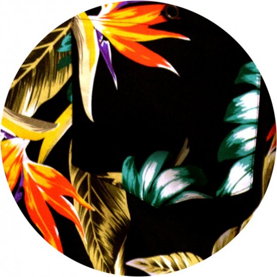 D555 Selby Hawaiian AOP Short Sleeve Revere Collar Shirt Black - Srajce - Moške srajce za Močnejše Postave