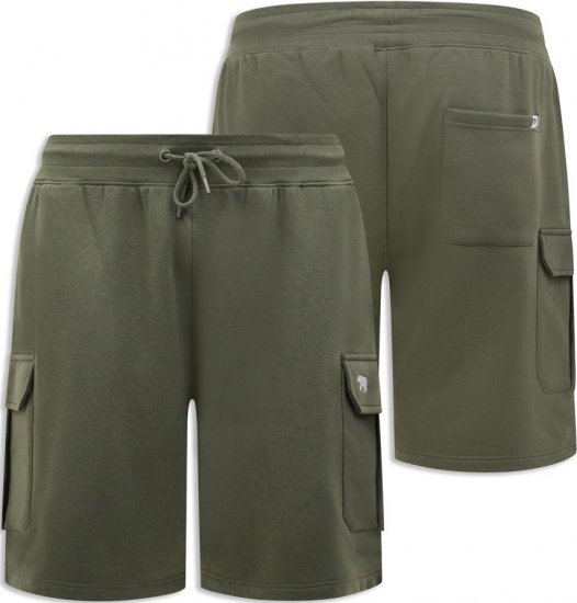 D555 Wigan 1 Elasticated Waist Fleece Cargo Shorts Khaki - Trenirke & kratke trenirke - Moške Trenirke za Močnejše Postave