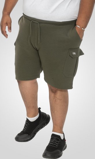 D555 Wigan 1 Elasticated Waist Fleece Cargo Shorts Khaki - Trenirke & kratke trenirke - Moške Trenirke za Močnejše Postave