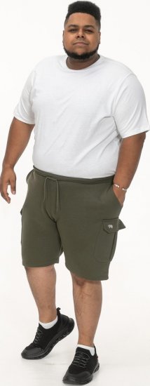 D555 Wigan 1 Elasticated Waist Fleece Cargo Shorts Khaki - Trenirke & kratke trenirke - Moške Trenirke za Močnejše Postave