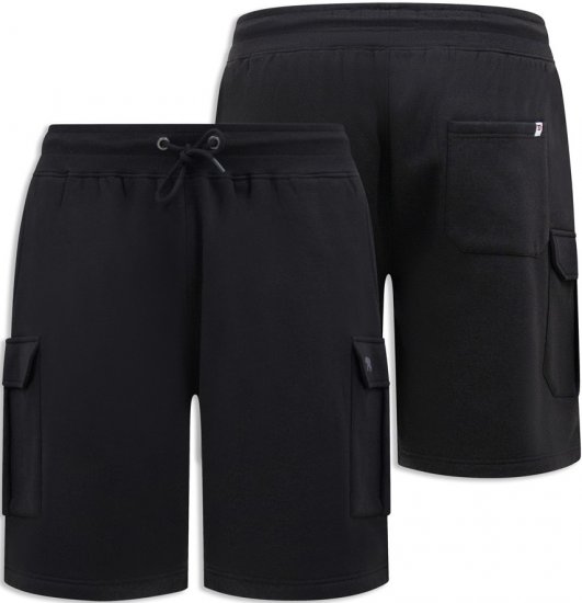 D555 Wigan 2 Elasticated Waist Fleece Cargo Shorts Black - Trenirke & kratke trenirke - Moške Trenirke za Močnejše Postave