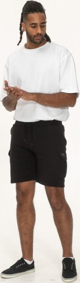 D555 Wigan 2 Elasticated Waist Fleece Cargo Shorts Black - Trenirke & kratke trenirke - Moške Trenirke za Močnejše Postave
