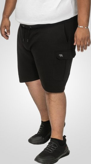 D555 Wigan 2 Elasticated Waist Fleece Cargo Shorts Black - Trenirke & kratke trenirke - Moške Trenirke za Močnejše Postave