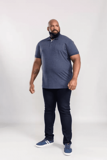 D555 Grant Polo Shirt Denim Blue - Polo majice - Moške Polo Majice za Močnejše Postave