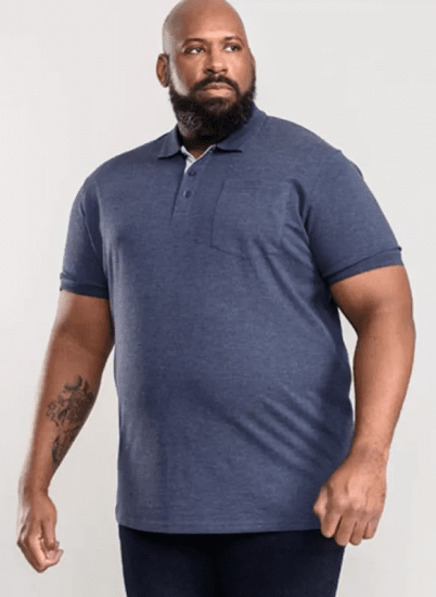 D555 Grant Polo Shirt Denim Blue - Polo majice - Moške Polo Majice za Močnejše Postave