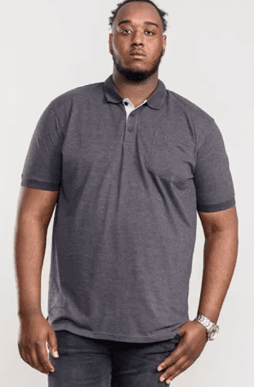 D555 Grant Polo Shirt Charcoal - Polo majice - Moške Polo Majice za Močnejše Postave