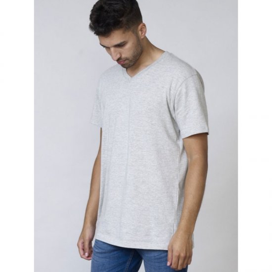 D555 Signature V-neck T-shirt Grey - Kratke Majice - Moške kratke majice za močnejše postave