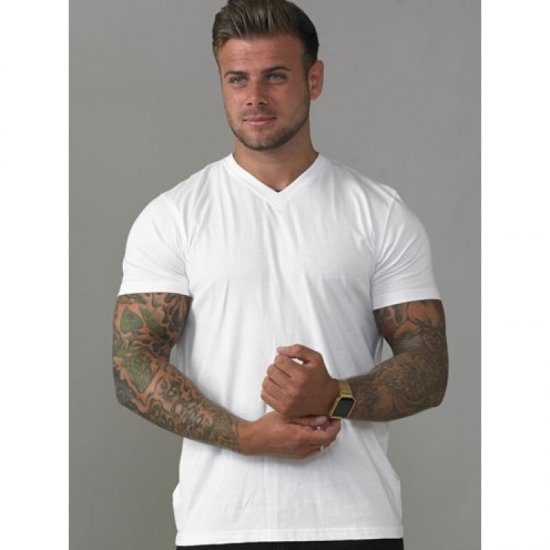 D555 Signature V-neck T-shirt White - Kratke Majice - Moške kratke majice za močnejše postave