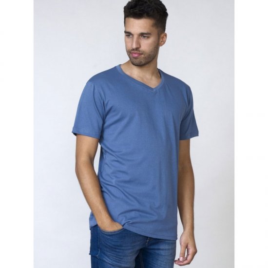 D555 Signature V-neck T-shirt Teal - Kratke Majice - Moške kratke majice za močnejše postave