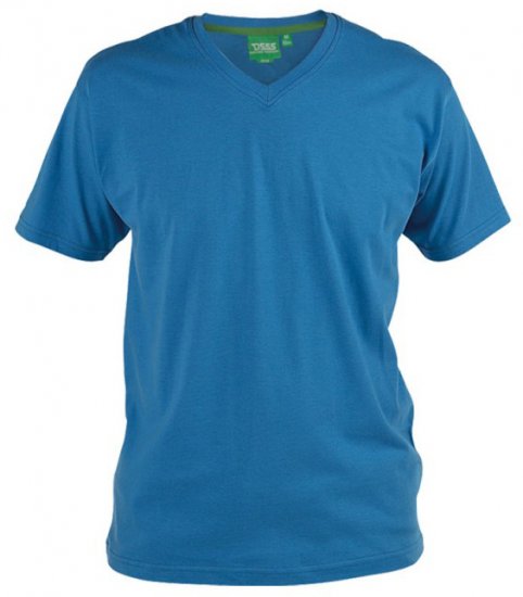 D555 Signature V-neck T-shirt Blue - Kratke Majice - Moške kratke majice za močnejše postave