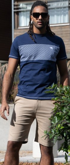 D555 Swansea Cut And Sew Crew Neck T-Shirt Navy - Kratke Majice - Moške kratke majice za močnejše postave