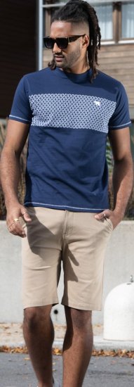 D555 Swansea Cut And Sew Crew Neck T-Shirt Navy - Kratke Majice - Moške kratke majice za močnejše postave