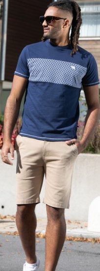 D555 Swansea Cut And Sew Crew Neck T-Shirt Navy - Kratke Majice - Moške kratke majice za močnejše postave