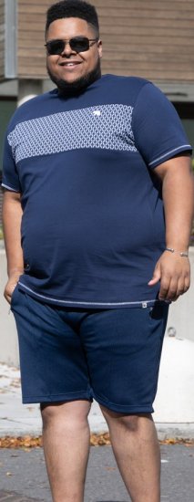 D555 Swansea Cut And Sew Crew Neck T-Shirt Navy - Kratke Majice - Moške kratke majice za močnejše postave