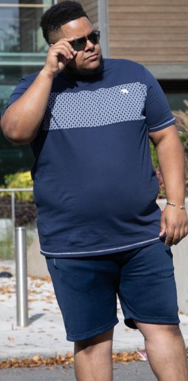 D555 Swansea Cut And Sew Crew Neck T-Shirt Navy - Kratke Majice - Moške kratke majice za močnejše postave