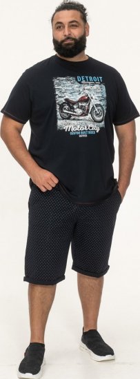 D555 Knowle Detroit Motor Bike Printed Crew Neck T-Shirt Navy - Kratke Majice - Moške kratke majice za močnejše postave