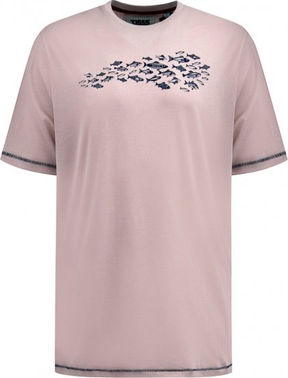 D555 Bournemouth Shoal Of Fish Printed Crew Neck T-Shirt Pink - Kratke Majice - Moške kratke majice za močnejše postave