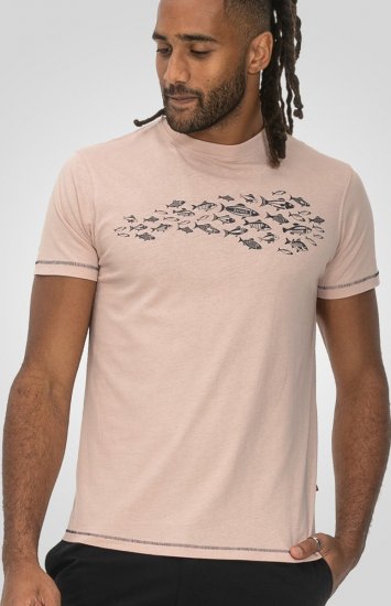 D555 Bournemouth Shoal Of Fish Printed Crew Neck T-Shirt Pink - Kratke Majice - Moške kratke majice za močnejše postave