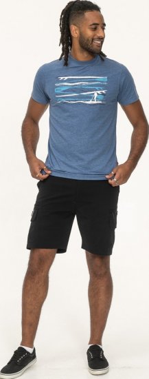 D555 Cardiff Surfer And Waves Printed Crew Neck T-shirt Denim Marl - Kratke Majice - Moške kratke majice za močnejše postave