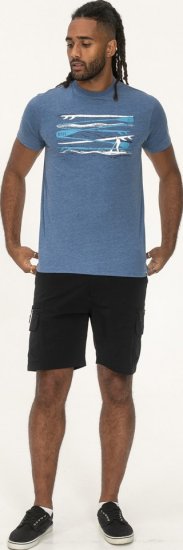 D555 Cardiff Surfer And Waves Printed Crew Neck T-shirt Denim Marl - Kratke Majice - Moške kratke majice za močnejše postave
