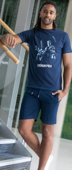D555 Cameron Official Terminator Printed Crew Neck T-Shirt Dark Navy - Kratke Majice - Moške kratke majice za močnejše postave