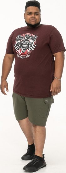 D555 Loughborough Official Gas Monkey Crew Neck T-Shirt Burgundy Black Twist - Kratke Majice - Moške kratke majice za močnejše postave