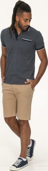 D555 Coventry AOP Polo Shirt Jacquard Collar & Ribbed Cuffs Navy - Polo majice - Moške Polo Majice za Močnejše Postave