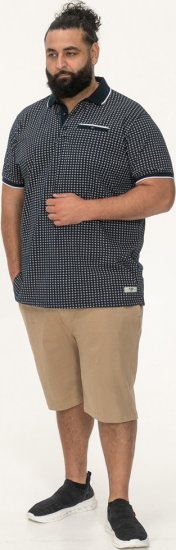 D555 Coventry AOP Polo Shirt Jacquard Collar & Ribbed Cuffs Navy - Polo majice - Moške Polo Majice za Močnejše Postave