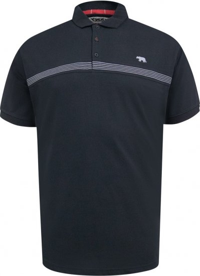D555 Stafford Cut And Sew Embroidery Stripe Short Sleeve Polo Black - Polo majice - Moške Polo Majice za Močnejše Postave