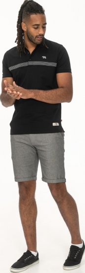 D555 Stafford Cut And Sew Embroidery Stripe Short Sleeve Polo Black - Polo majice - Moške Polo Majice za Močnejše Postave