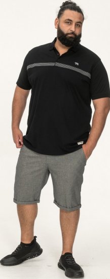 D555 Stafford Cut And Sew Embroidery Stripe Short Sleeve Polo Black - Polo majice - Moške Polo Majice za Močnejše Postave