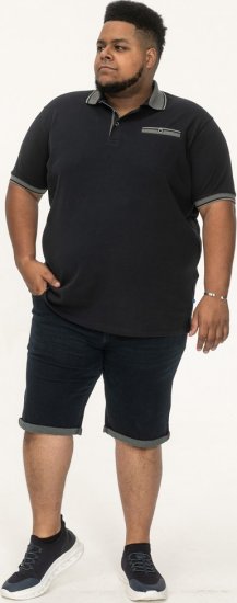 D555 Ilkeston Jacquard Collar & Cuff Short Sleeve Pique Polo Navy - Polo majice - Moške Polo Majice za Močnejše Postave