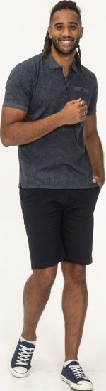 D555 Uttoxeter AOP Leaf Print Short Sleeve Polo Denim - Polo majice - Moške Polo Majice za Močnejše Postave