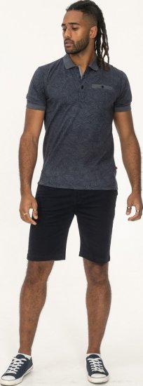 D555 Uttoxeter AOP Leaf Print Short Sleeve Polo Denim - Polo majice - Moške Polo Majice za Močnejše Postave