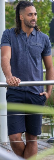 D555 Uttoxeter AOP Leaf Print Short Sleeve Polo Denim - Polo majice - Moške Polo Majice za Močnejše Postave