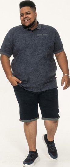 D555 Uttoxeter AOP Leaf Print Short Sleeve Polo Denim - Polo majice - Moške Polo Majice za Močnejše Postave