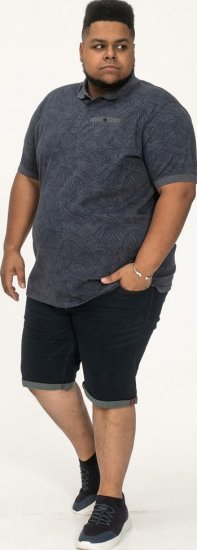 D555 Uttoxeter AOP Leaf Print Short Sleeve Polo Denim - Polo majice - Moške Polo Majice za Močnejše Postave