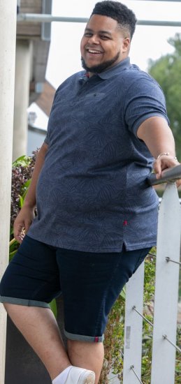 D555 Uttoxeter AOP Leaf Print Short Sleeve Polo Denim - Polo majice - Moške Polo Majice za Močnejše Postave