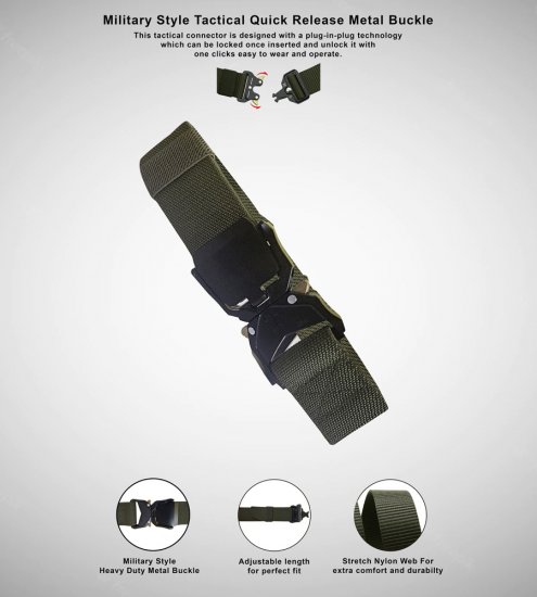 D555 Dale Tactical Stretch Webbing Belt with Heavy Duty Quick Release Buckle Khaki - Pasovi - Moški Pasovi Večje Velikosti