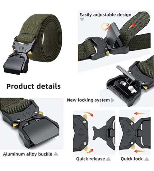 D555 Dale Tactical Stretch Webbing Belt with Heavy Duty Quick Release Buckle Khaki - Pasovi - Moški Pasovi Večje Velikosti