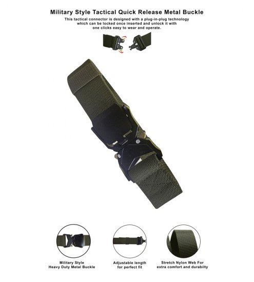 D555 Dale Tactical Stretch Webbing Belt with Heavy Duty Quick Release Buckle Khaki - Pasovi - Moški Pasovi Večje Velikosti