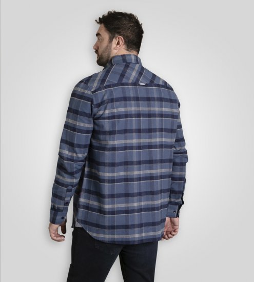 D555 Shrewsbury Long Sleeve with Chest Pocket Blue/Navy Check - Srajce - Moške srajce za Močnejše Postave