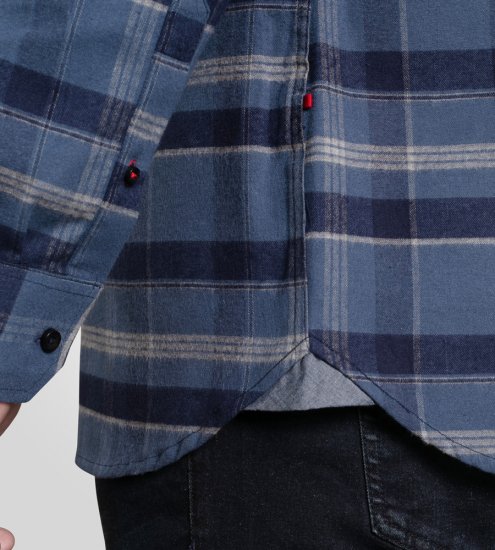 D555 Shrewsbury Long Sleeve with Chest Pocket Blue/Navy Check - Srajce - Moške srajce za Močnejše Postave
