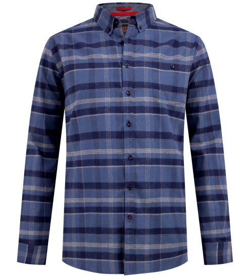 D555 Shrewsbury Long Sleeve with Chest Pocket Blue/Navy Check - Srajce - Moške srajce za Močnejše Postave