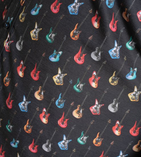 D555 Wakefield Long Sleeve AOP Guitar Printed Shirt Grey - Srajce - Moške srajce za Močnejše Postave